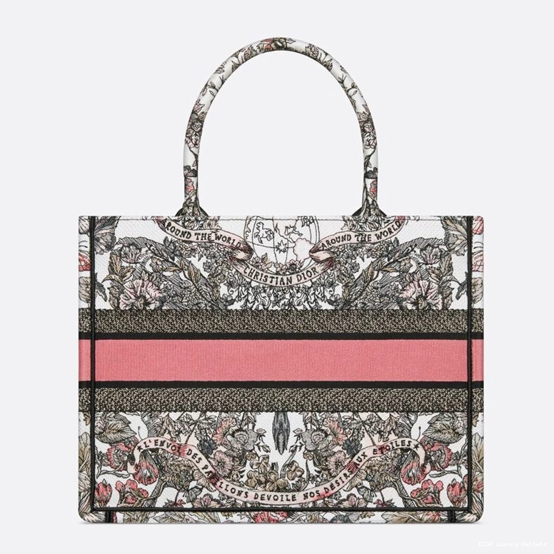 Cheap Dior Tote Butterfly Canvas The Motif Around White Book Pink World 0808 Luxury